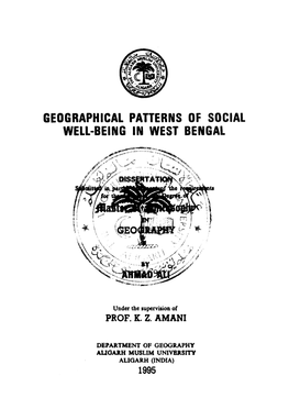 Geographical Paherns of Social Well-Being in West Bengal