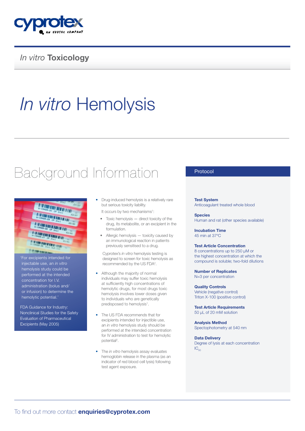 In Vitro Hemolysis