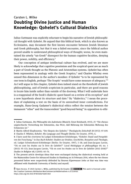 Qohelet's Cultural Dialectics