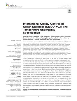 International Quality-Controlled Ocean Database (Iquod) V0.1: the Temperature Uncertainty Speciﬁcation