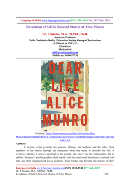 Revelation of Self in Selected Stories of Alice Munro