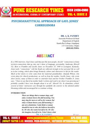 Psychoanatytical Approach of Gayl Jones' Corregidora