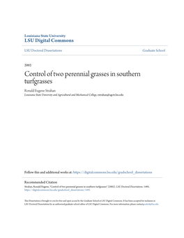 Control of Two Perennial Grasses in Southern Turfgrasses