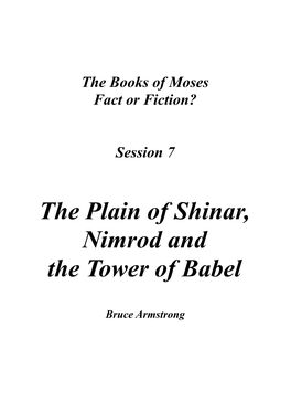 The Plain of Shinar, Nimrod and the Tower of Babel