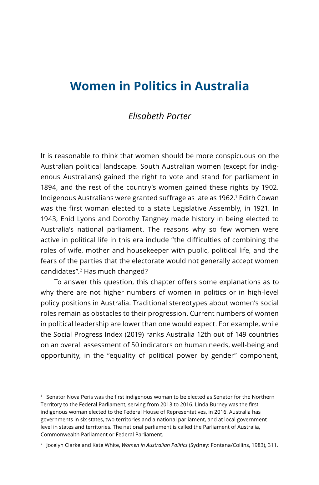 Women in Politics in Australia