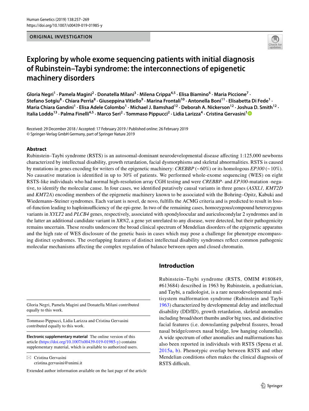 Exploring by Whole Exome Sequencing Patients with Initial Diagnosis of Rubinstein–Taybi Syndrome: the Interconnections of Epigenetic Machinery Disorders