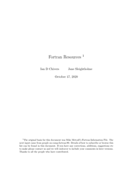 Fortran Resources 1