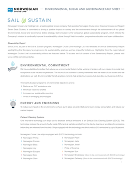 Environmental, Social and Governance Fact Sheet