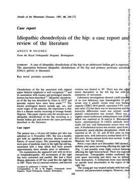 Idiopathic Chondrolysis of the Hip: a Case Report and Review of the Literature