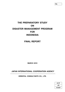 The Preparatory Study on Disaster Management Program for Indonesia