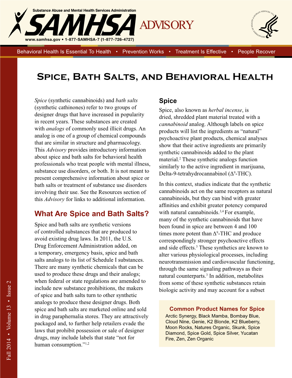 Spice, Bath Salts, and Behavior Health