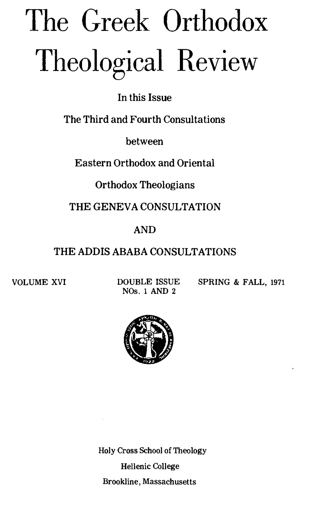 Unofficial Consultation 1970 Geneva and 1971 Addis Ababa