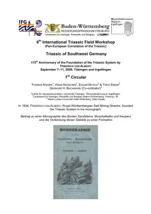6 International Triassic Field Workshop Triassic of Southwest