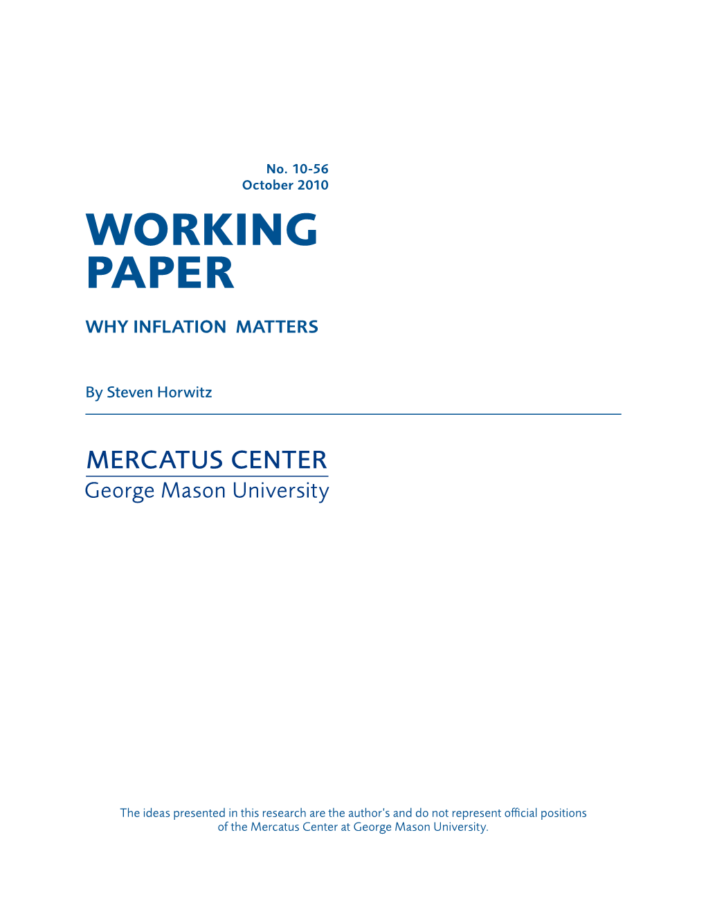 Why Inflation Matters.Horwitz.10.7.10 1.Pdf