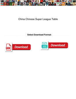 China Chinese Super League Table Aquarist