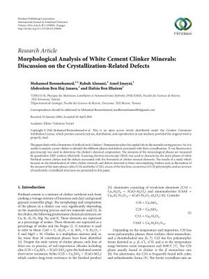 Morphological Analysis of White Cement Clinker Minerals: Discussion on the Crystallization-Related Defects