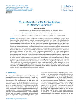 The Configuration of the Pontus Euxinus in Ptolemy's Geography