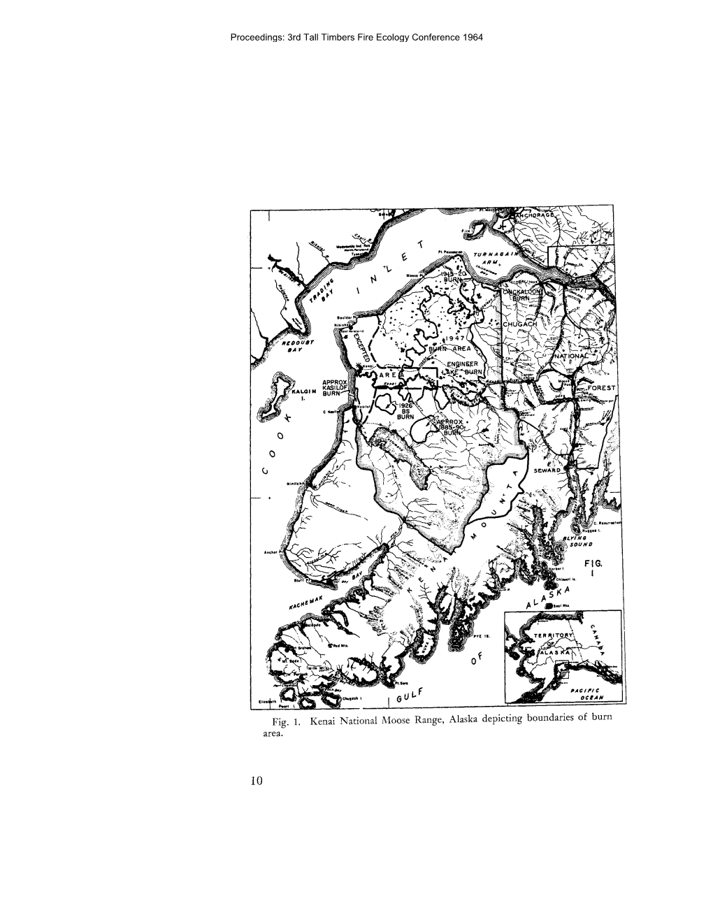Fig. 1. Kenai National Moose Range, Alaska Depicting Boundaries of Burn Area