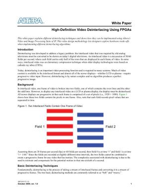 High-Definition Video Deinterlacing Using Fpgas