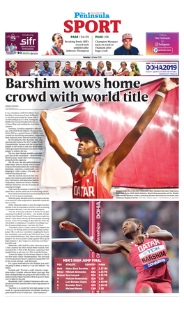 Barshim Wows Home Crowd with World Title FAWAD HUSSAIN the PENINSULA