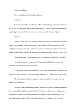 Introduction As Proponents of Urban Consolidation and Conso