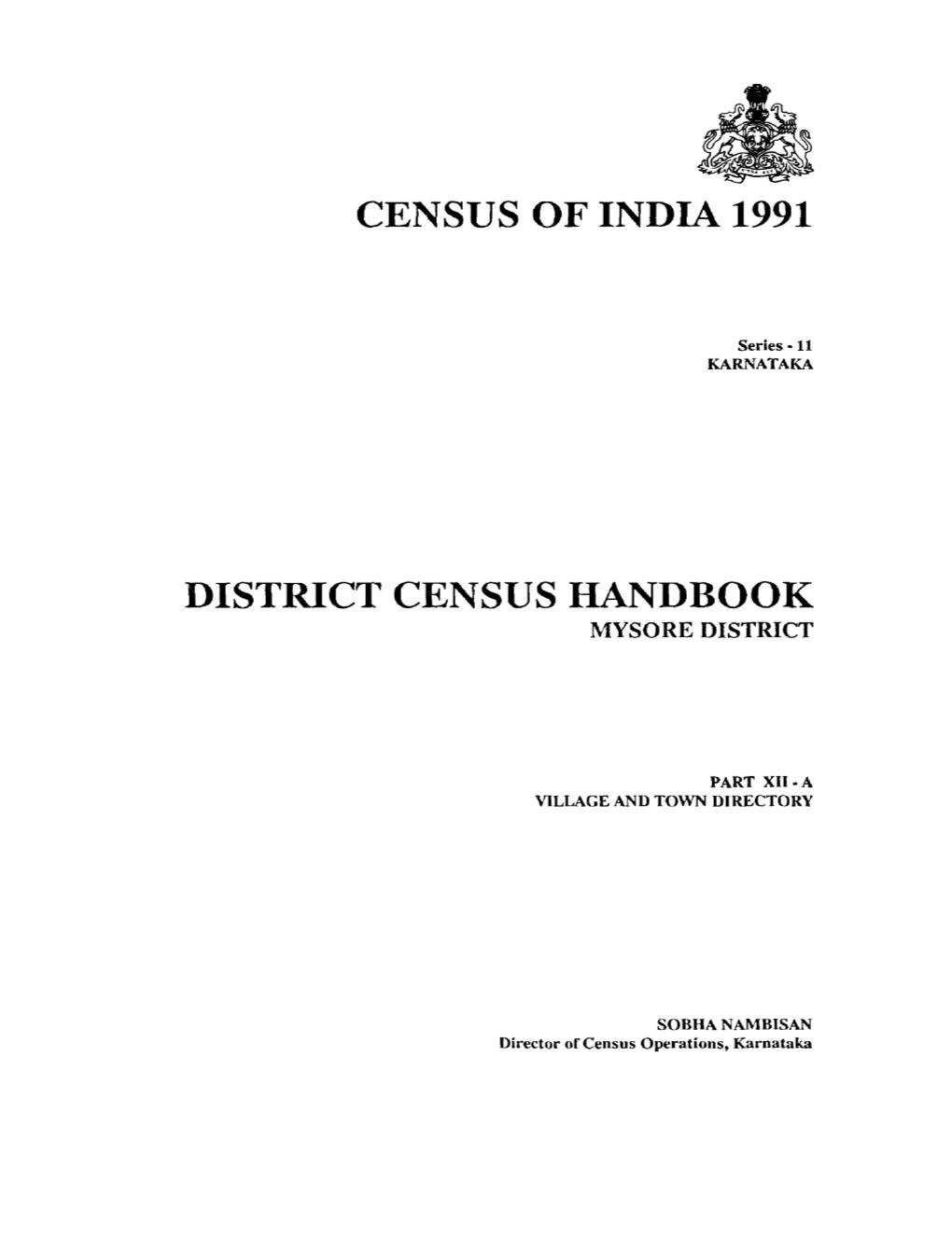 District Census Handbook, Mysore, Part XII-A, Series-11
