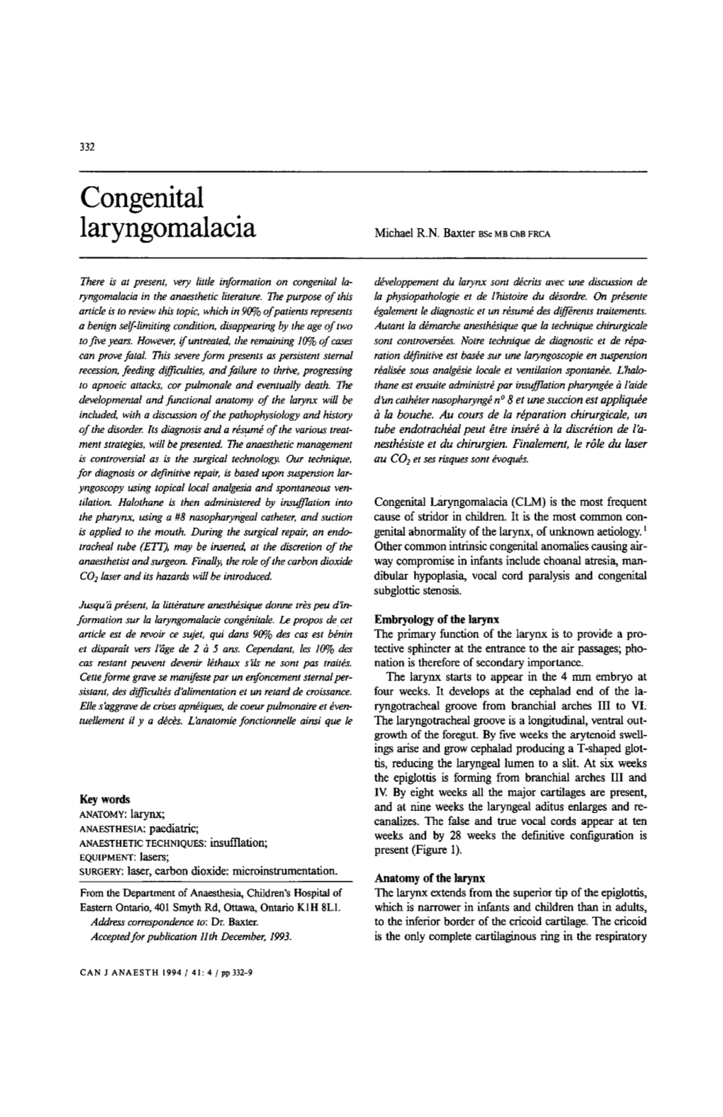 Congenital Laryngomalacia Michael R.N