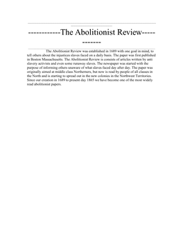 The Abolitionist Review