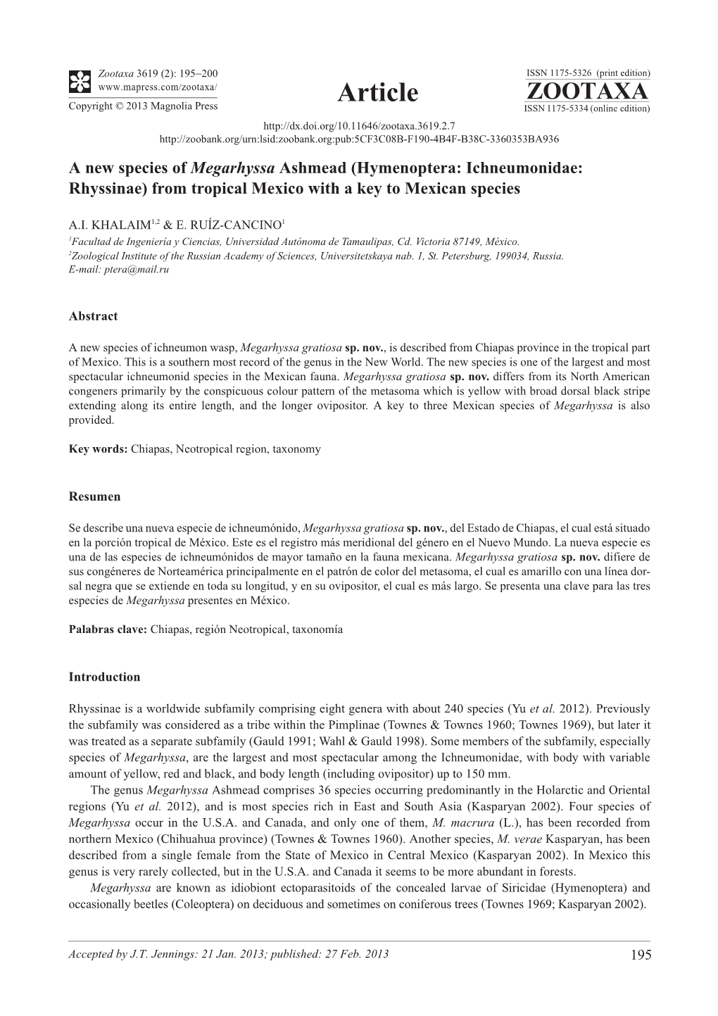 New Species of Megarhyssa Ashmead (Hymenoptera: Ichneumonidae: Rhyssinae) from Tropical Mexico with a Key to Mexican Species