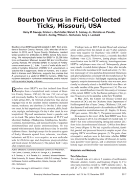 Bourbon Virus in Field-Collected Ticks, Missouri, USA Harry M