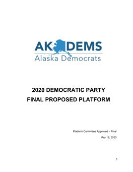 2020 Democratic Party Final Proposed Platform