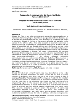 Propuesta De Reconversión De Ciudad Del Este. Periodo 2018-2027