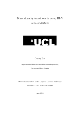 Dimensionality Transitions in Group III–V Semiconductors
