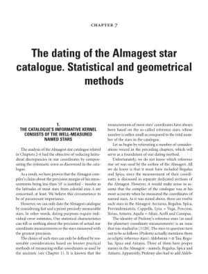 The Dating of the Almagest Star Catalogue. Statistical and Geometrical Methods