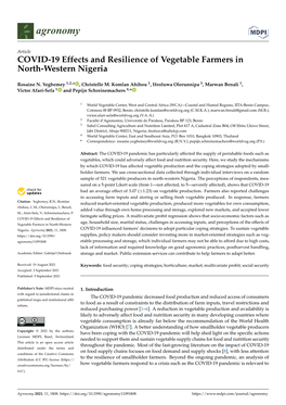 COVID-19 Effects and Resilience of Vegetable Farmers in North-Western Nigeria