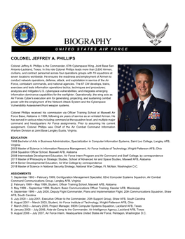 Colonel Jeffrey A. Phillips
