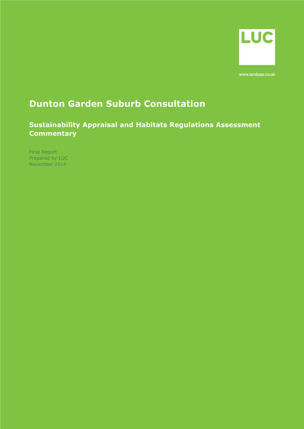 Dunton Garden Suburb Consultation