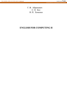 English for Computing Ii