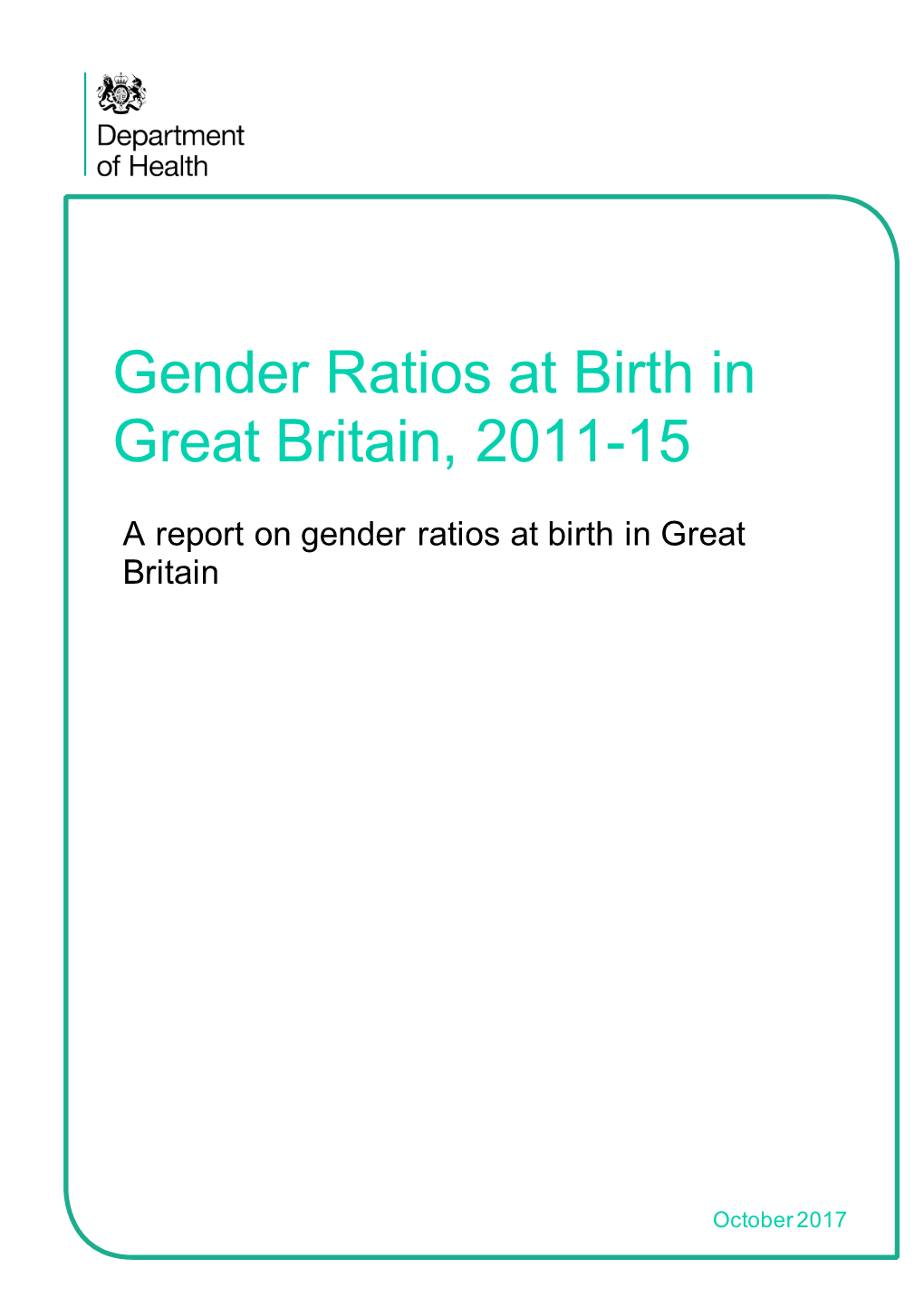 Gender Ratios at Birth in Great Britain, 2011-15