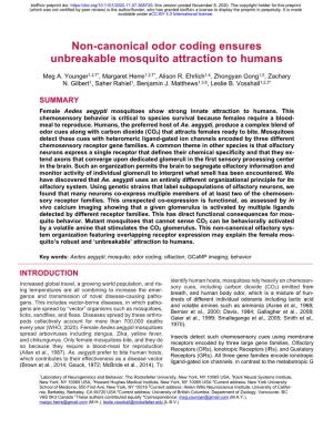 Non-Canonical Odor Coding Ensures Unbreakable Mosquito Attraction to Humans