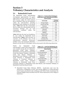 Section 3 Tributary Characteristics and Analysis