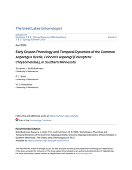 Early-Season Phenology and Temporal Dynamics of the Common Asparagus Beetle, Crioceris Asparagi (Coleoptera: Chrysomelidae), in Southern Minnesota