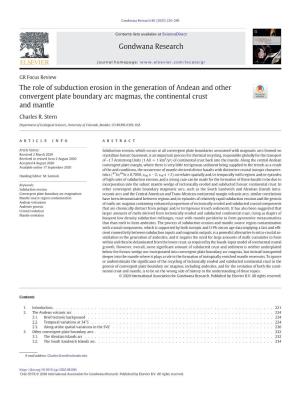 The Role of Subduction Erosion in the Generation of Andean and Other Convergent Plate Boundary Arc Magmas, the Continental Crust and Mantle
