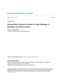 Sticking Points: Epistemic Pluralism in Legal Challenges to Mandatory Vaccination Policies