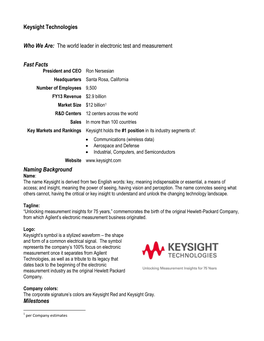 Keysight Technologies Who We