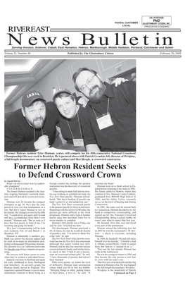 Former Hebron Resident Seeks to Defend Crossword Crown
