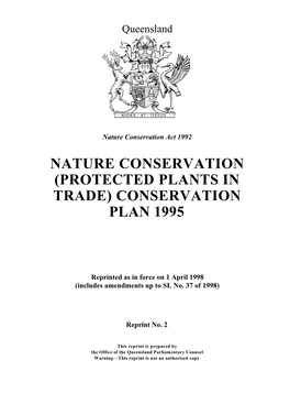 (Protected Plants in Trade) Conservation Plan 1995