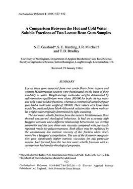 A Comparison Between the Hot and Cold Water Soluble Fractions of Two Locust Bean Gum Samples
