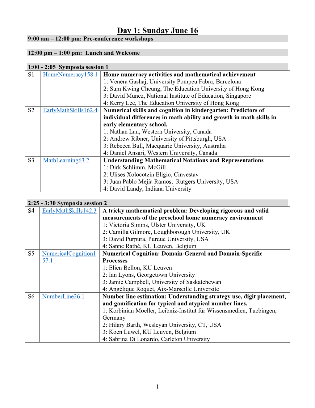 Day 1: Sunday June 16 9:00 Am – 12:00 Pm: Pre-Conference Workshops