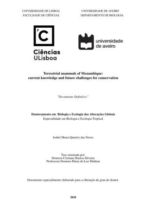Terrestrial Mammals of Mozambique: Current Knowledge and Future Challenges for Conservation